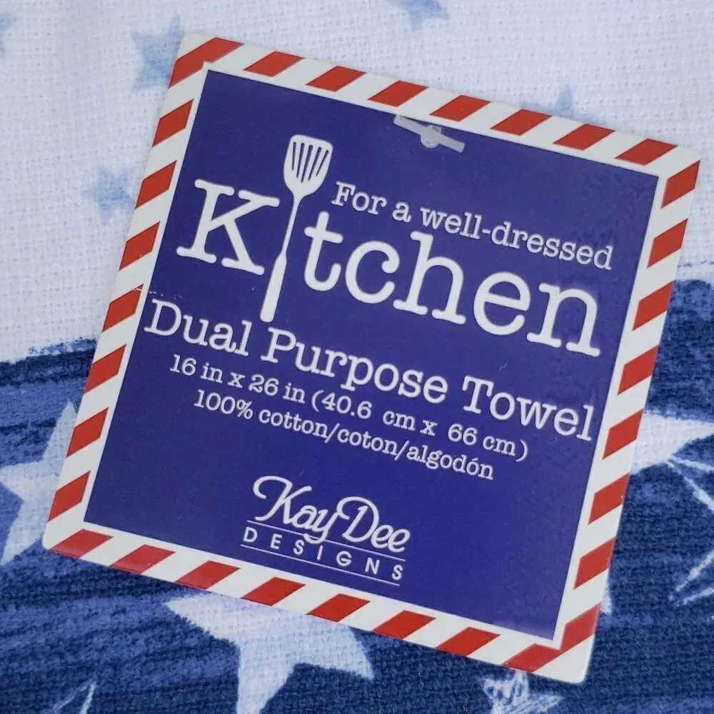 NWT Set of 2 Patriotic Independence Day 4th of July Decorative Kitchen Towels
